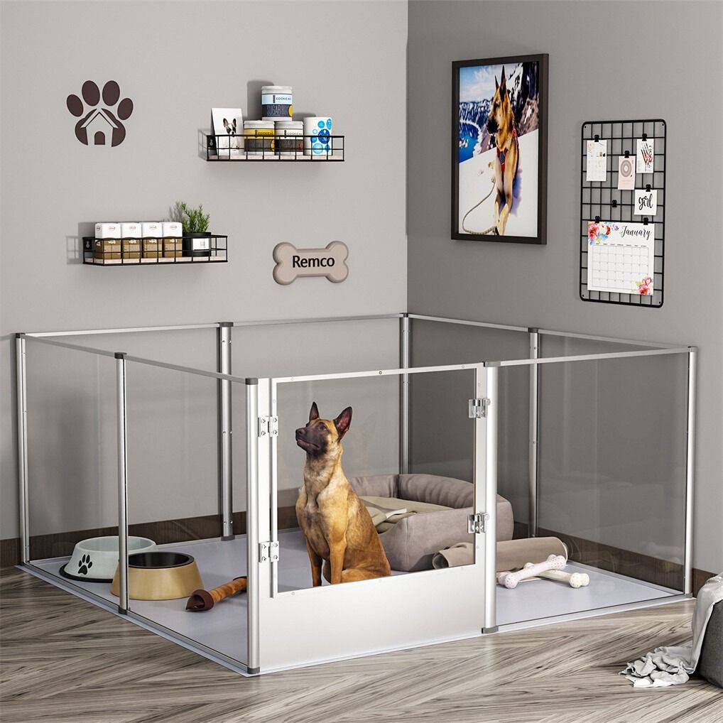 Large Acrylic Dog Playpen 120x120x61CM 8 Panels Cage