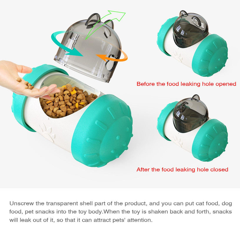 Pet Tumbler Treat Dispenser Ball,Interactive Feeding Toy for Dogs and Cats(Green and White)