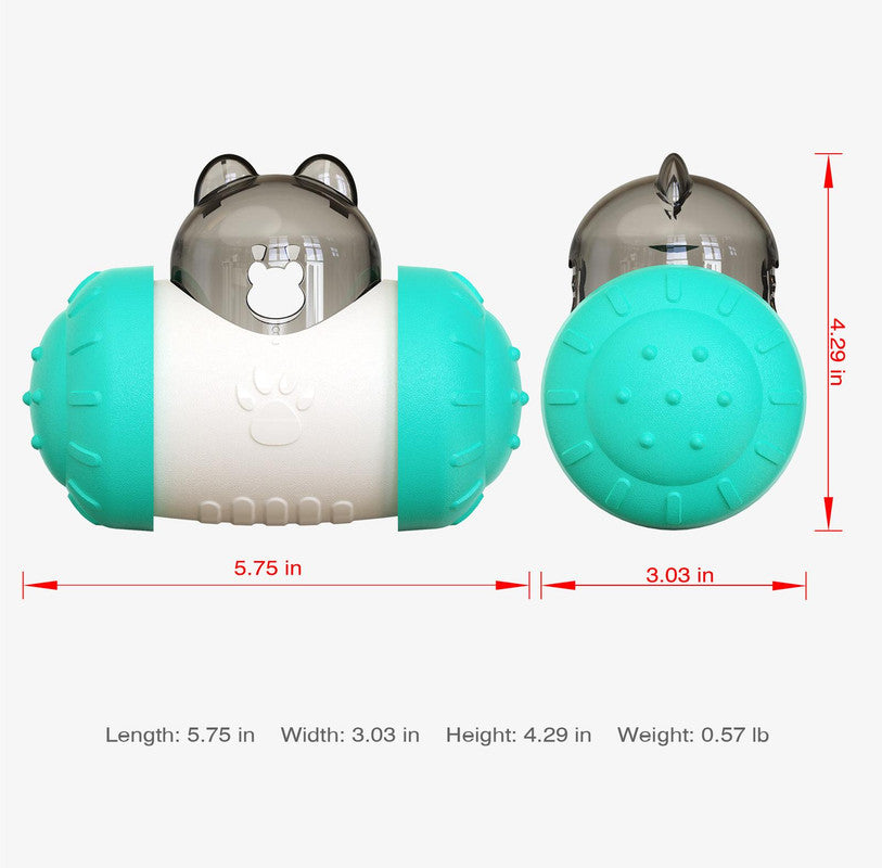 Pet Tumbler Treat Dispenser Ball,Interactive Feeding Toy for Dogs and Cats(Green and White)