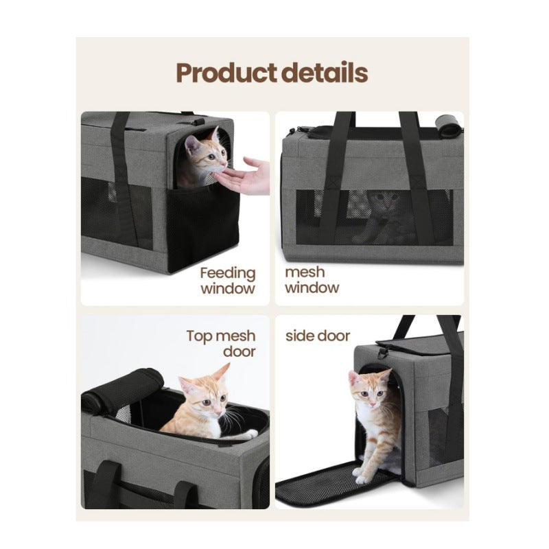Sturdy & Breathable Pet Carrier for Small Cats & Dogs - Collapsible Travel Bag with Steel Frame, Safety Locks & Sunshade (Green)