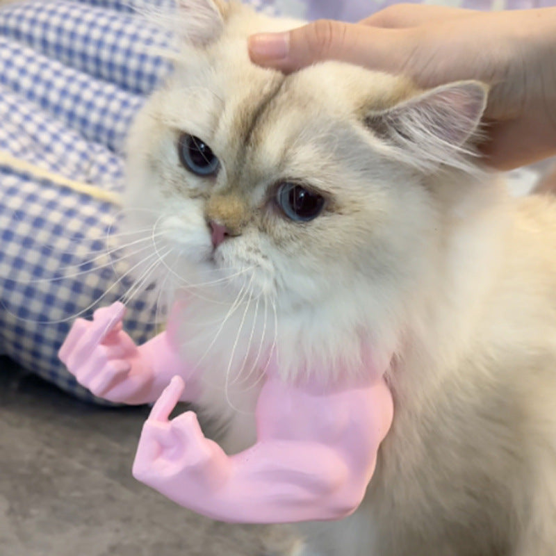 2pc Hilarious Muscle Arm Pet Costume Prop - Funny Novelty Arms for Cats & Small Dogs(Pink)