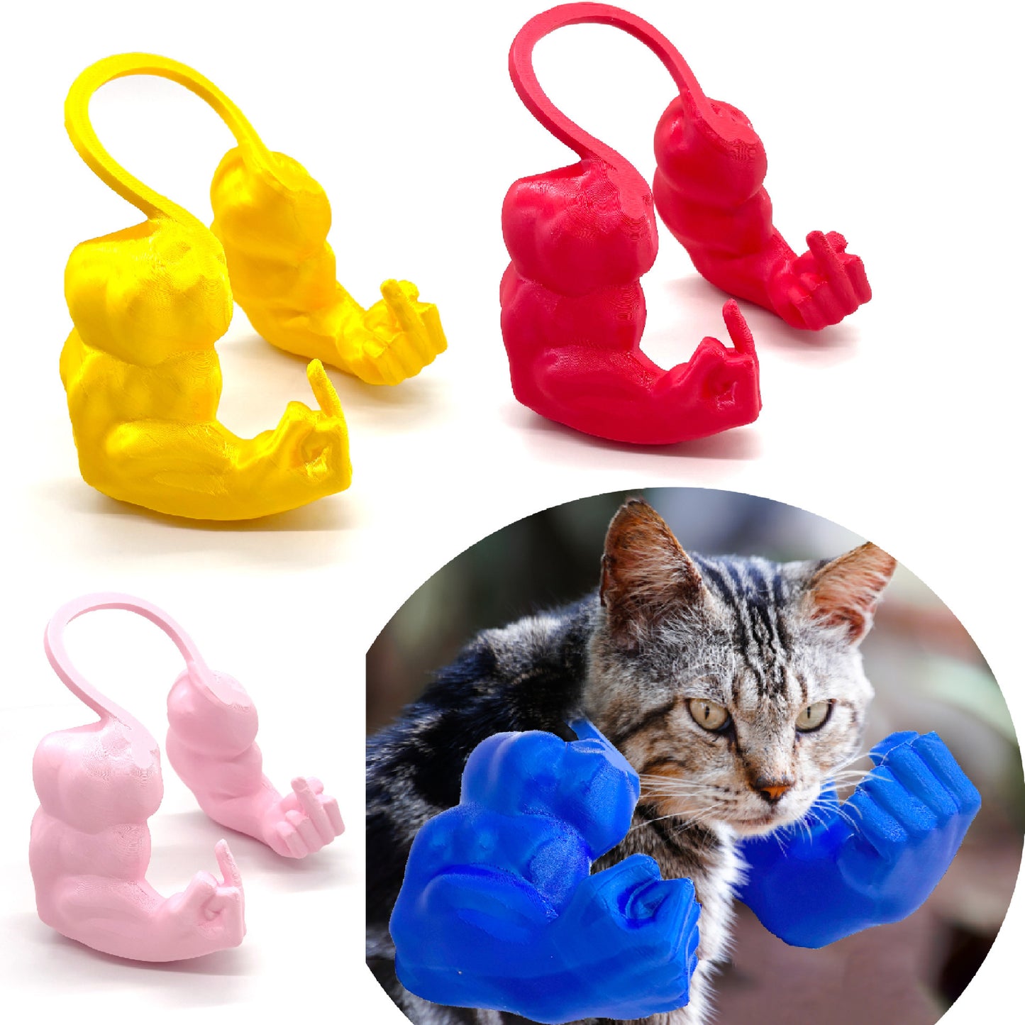 2pc Hilarious Muscle Arm Pet Costume Prop - Funny Novelty Arms for Cats & Small Dogs(Blue)