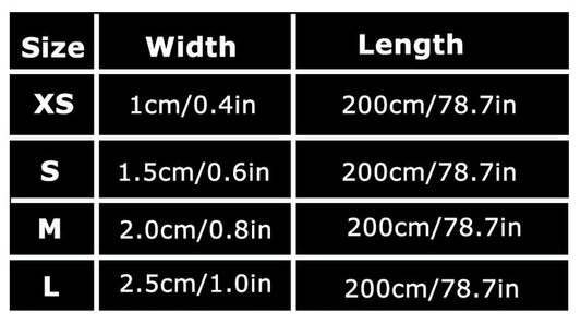 Size chart with dimensions for width and length in centimeters and inches.
