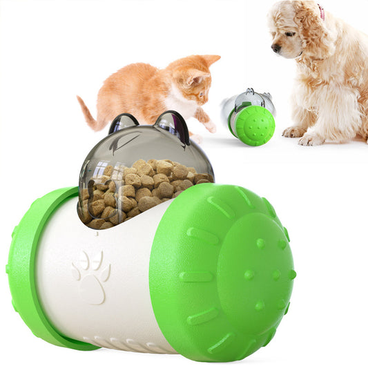 Pet Tumbler Treat Dispenser Ball,Interactive Feeding Toy for Dogs and Cats(Green and White)