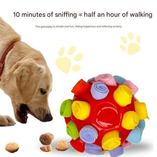Rubber Snuffle Ball for Pets,Interactive Hollow Treat-Hiding Toy for Dogs and Cats(Red)