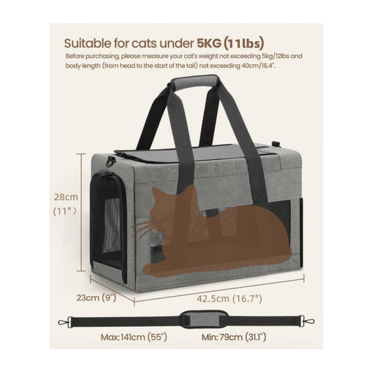 Sturdy & Breathable Pet Carrier for Small Cats & Dogs - Collapsible Travel Bag with Steel Frame, Safety Locks & Sunshade (Green)