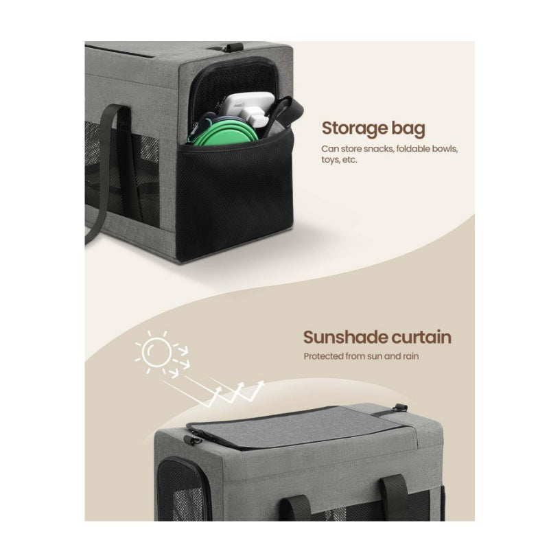 Sturdy & Breathable Pet Carrier for Small Cats & Dogs - Collapsible Travel Bag with Steel Frame, Safety Locks & Sunshade (Green)